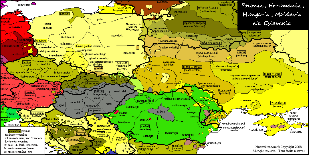 moldova karta Poland, Hungary, Romania, Moldova & Slovakia   Linguistic map moldova karta