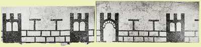 16. Las murailles délimitaient l'espace urbain et avaient un caractère emblématique. Elles étaient percées de portes monumentales. Leurs tours étaient adossées comme on peut l'apprécier sur cette représentation de la mosaïque apparue dans la rue Curia à Pampelune© Xabi Otero